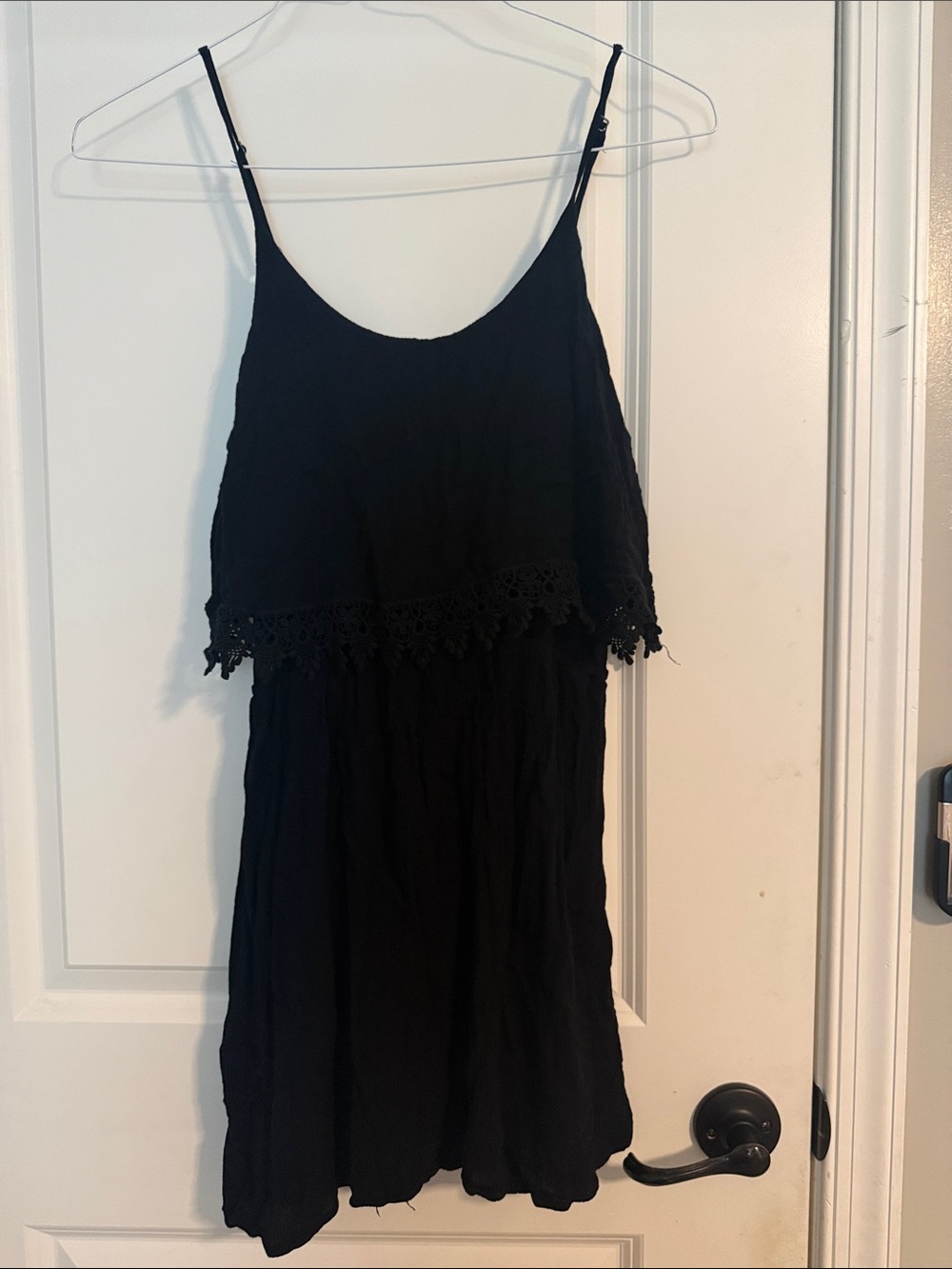 Forever 21 Black Crochet-Trim Tank Dress